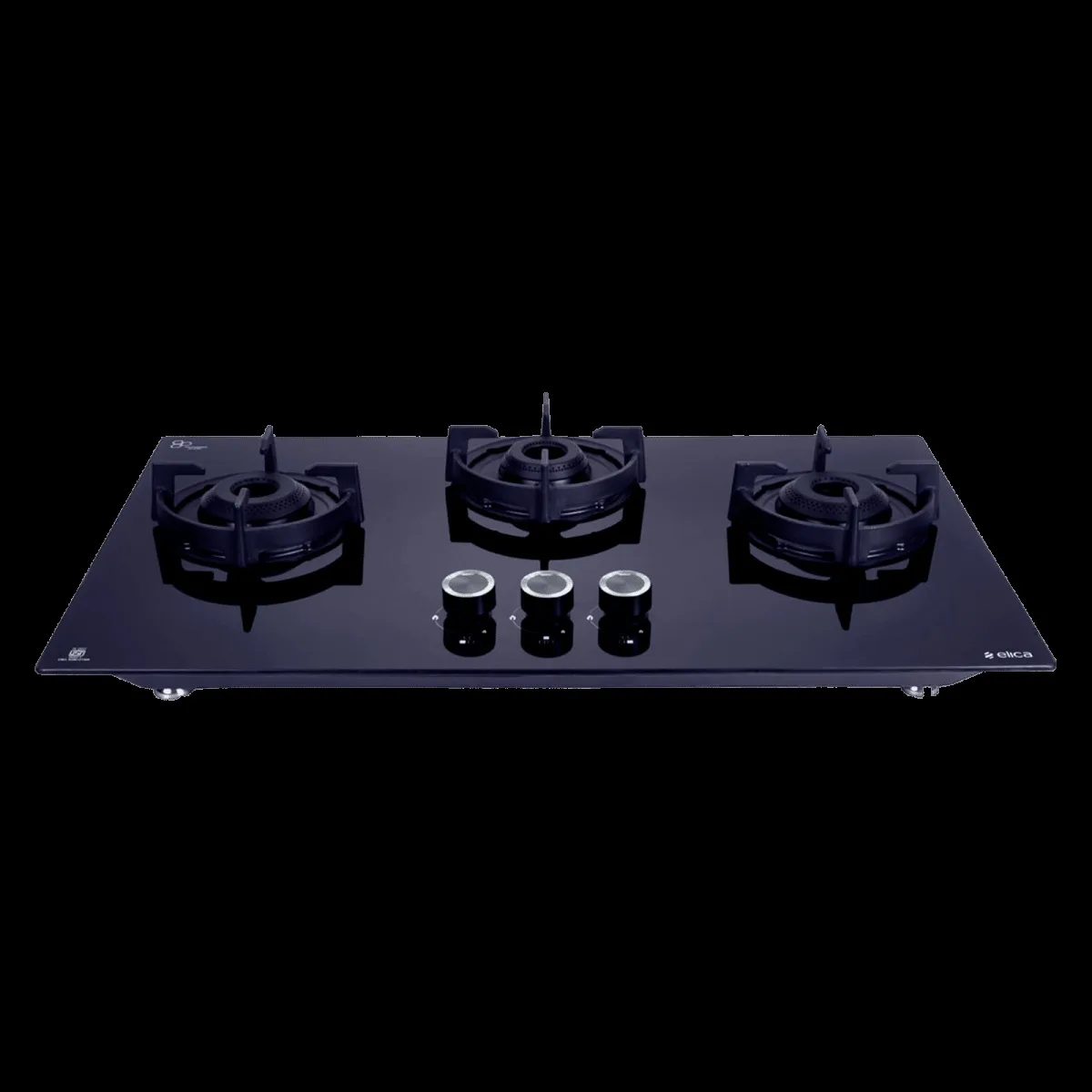 elica FLEXI 375 LOTUS IND HD BRASS Toughened Glass Top 3 Burner Automatic Hob (Cast Iron Pan Support with Heat Guard, Black)