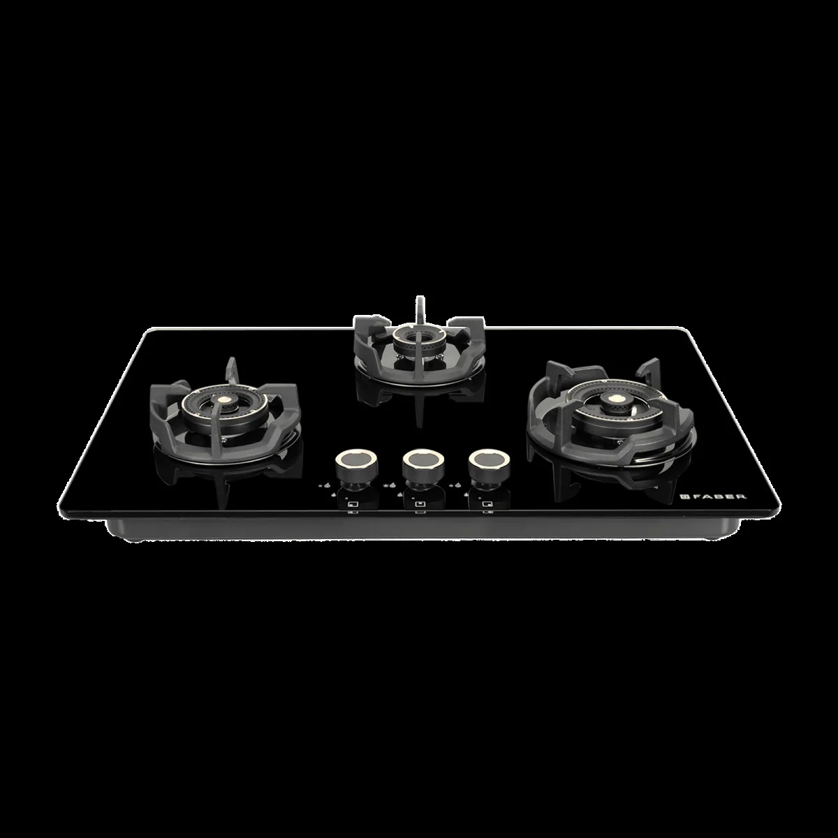Faber Experia HT753 BR AL AI FFD IN Toughened Glass Top 3 Burner Automatic Hob (Spill-Proof Design, Black)