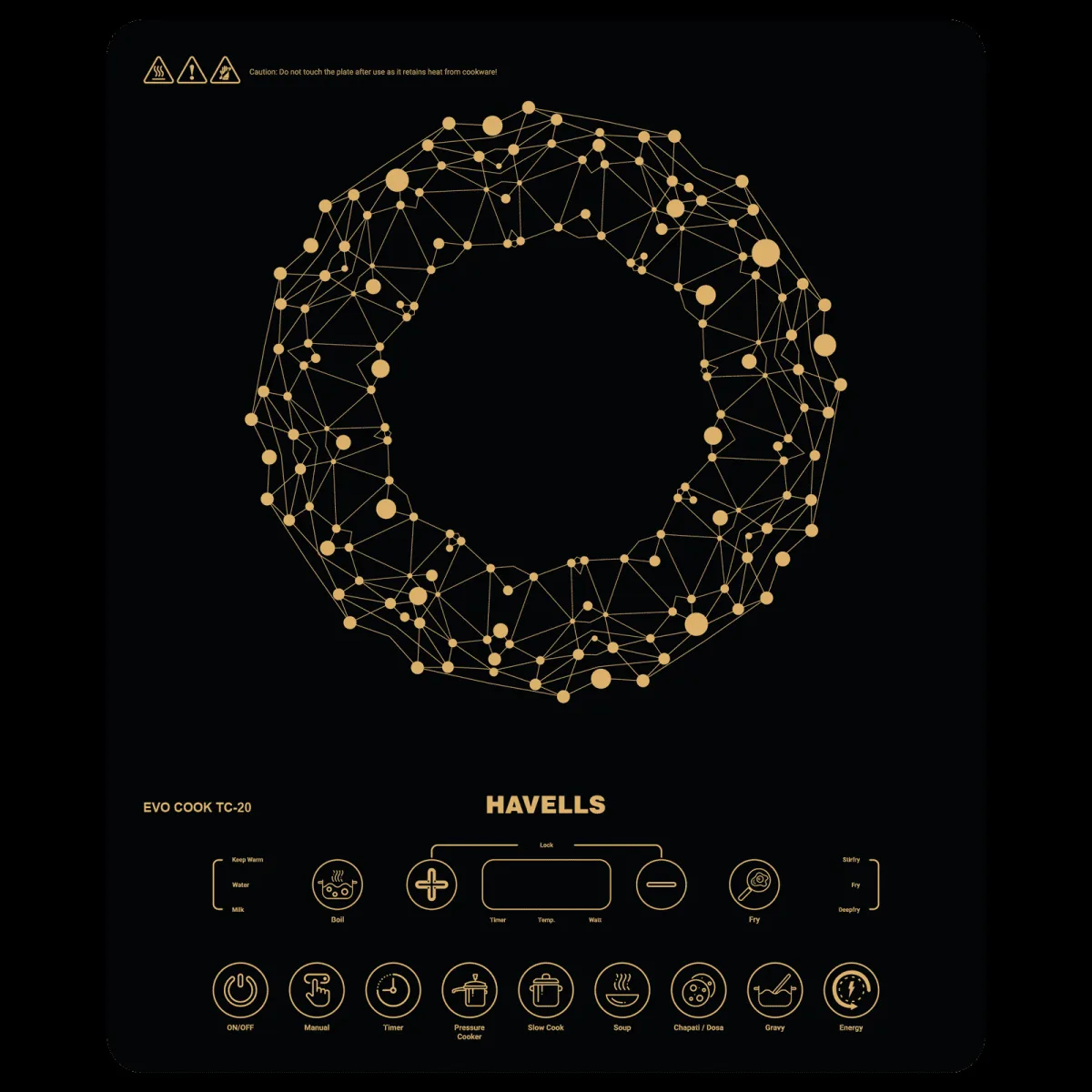 HAVELLS Evo Cook TC20 2000W Induction Cooktop with 8 Preset Modes