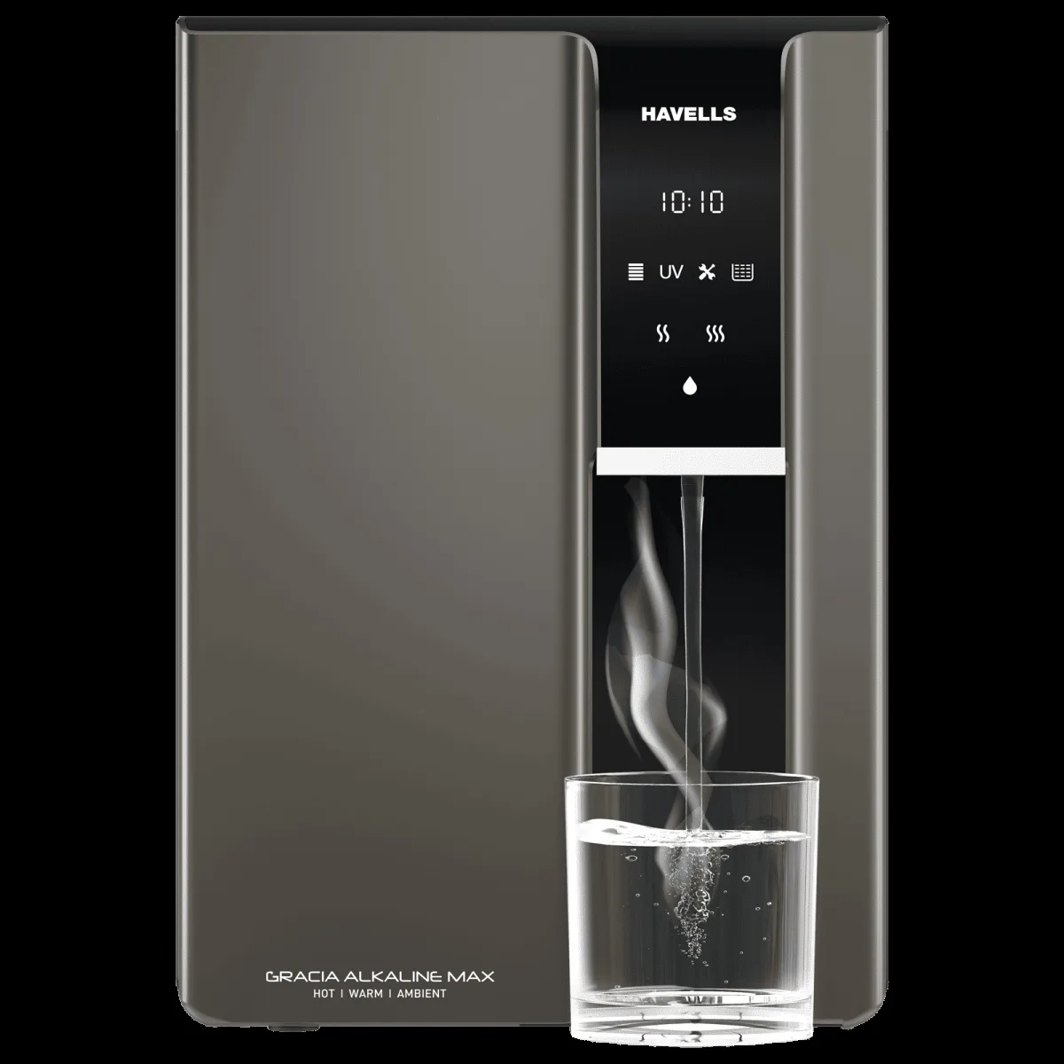 HAVELLS Gracia Alkaline Max 6.8L RO + UV Hot & Ambient Water Purifier with Triple Protection Technology (Dark Grey)
