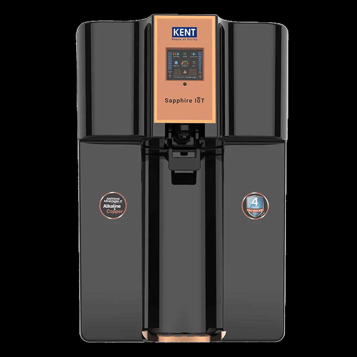 Kent Sapphire 8L RO + UV + UF + Alkaline + Copper + TDS Control Water Purifier with IoT Technology (Black)