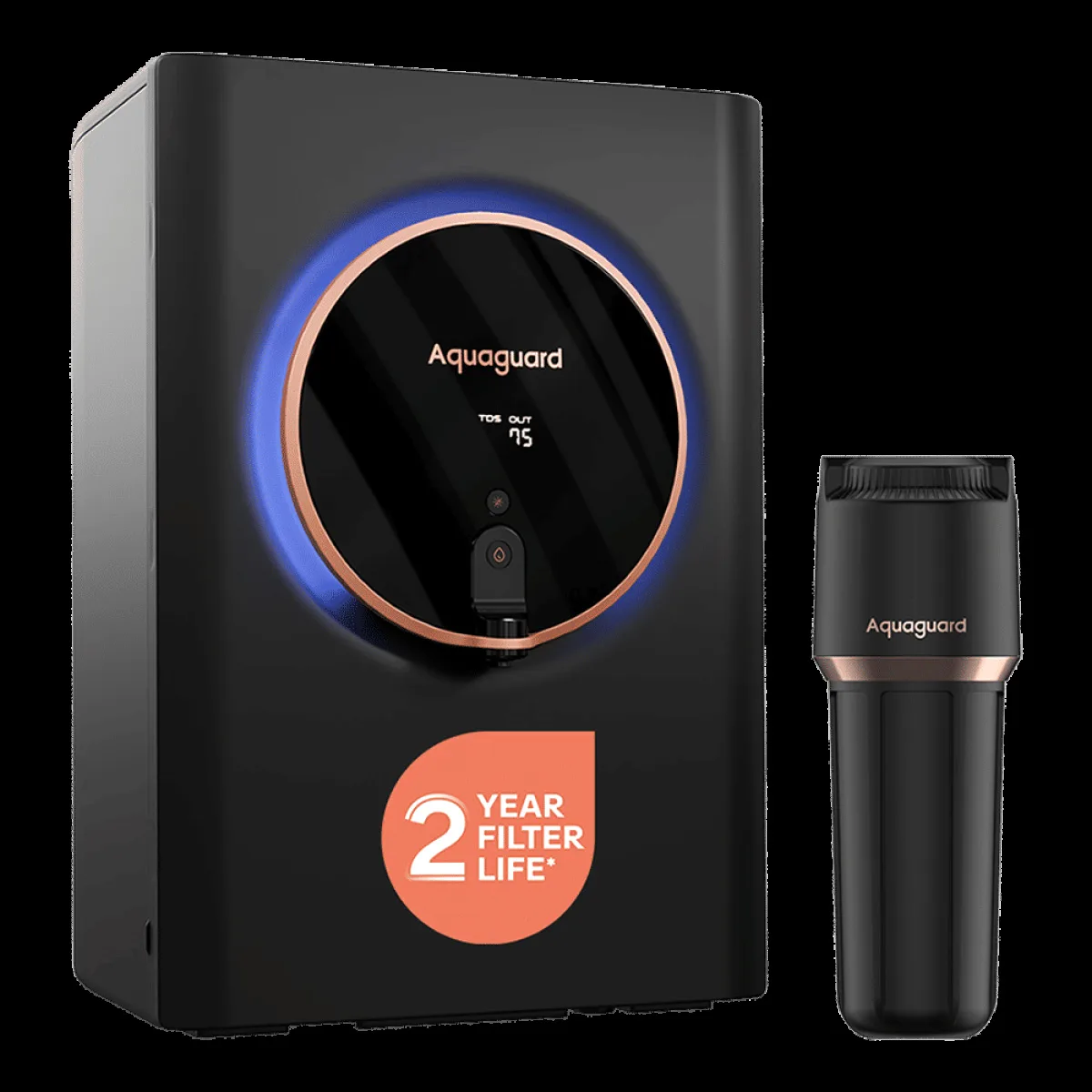 Aquaguard Aspire Halo 5L UV + HMR Water Purifier with NanoPore Long-Life Filter Technology (Black)