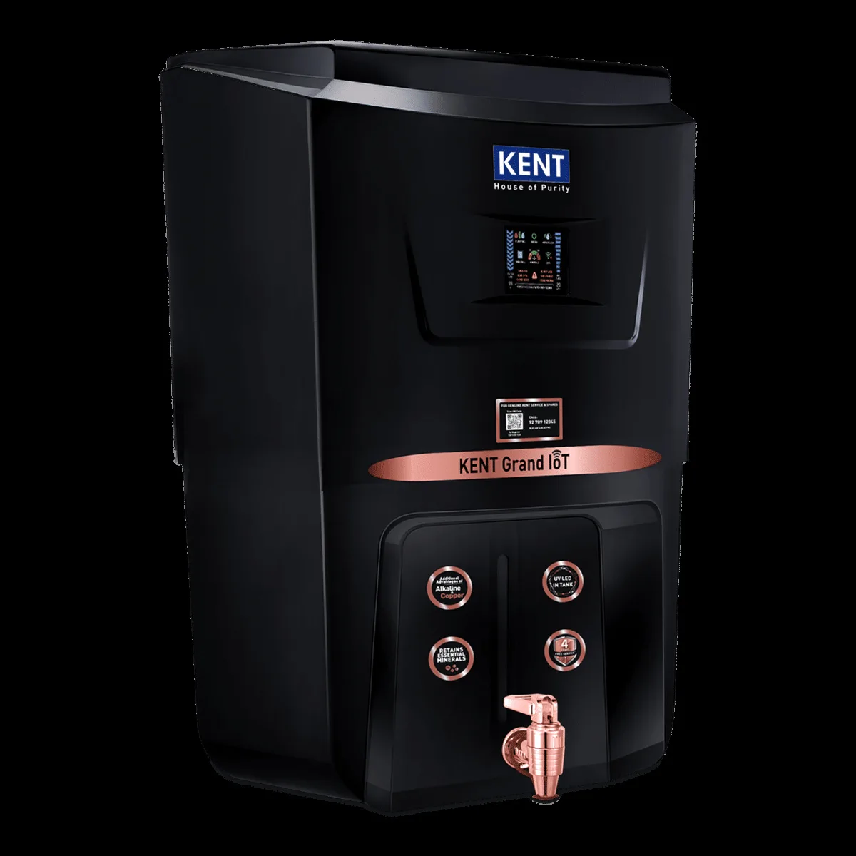 Kent Grand 8L RO + UV + UF + Alkaline + Copper + TDS Control Water Purifier with IoT Technology (Black)