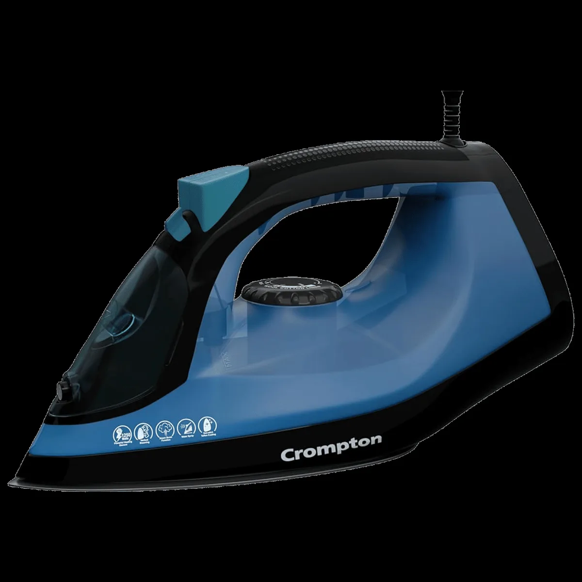Crompton FabrimaX Plus 1250 Watts 200ml Steam Iron (6 Fabric Settings, Black & Blue)
