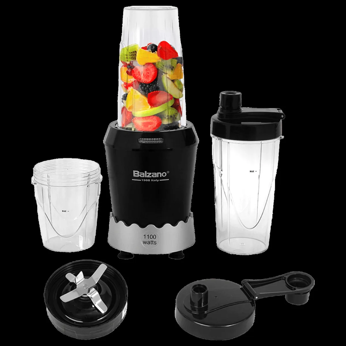 Balzano Nutri 1100 Watt 2 Jars Mixer Grinder Blender (22000 RPM, Wave Technology, Black)