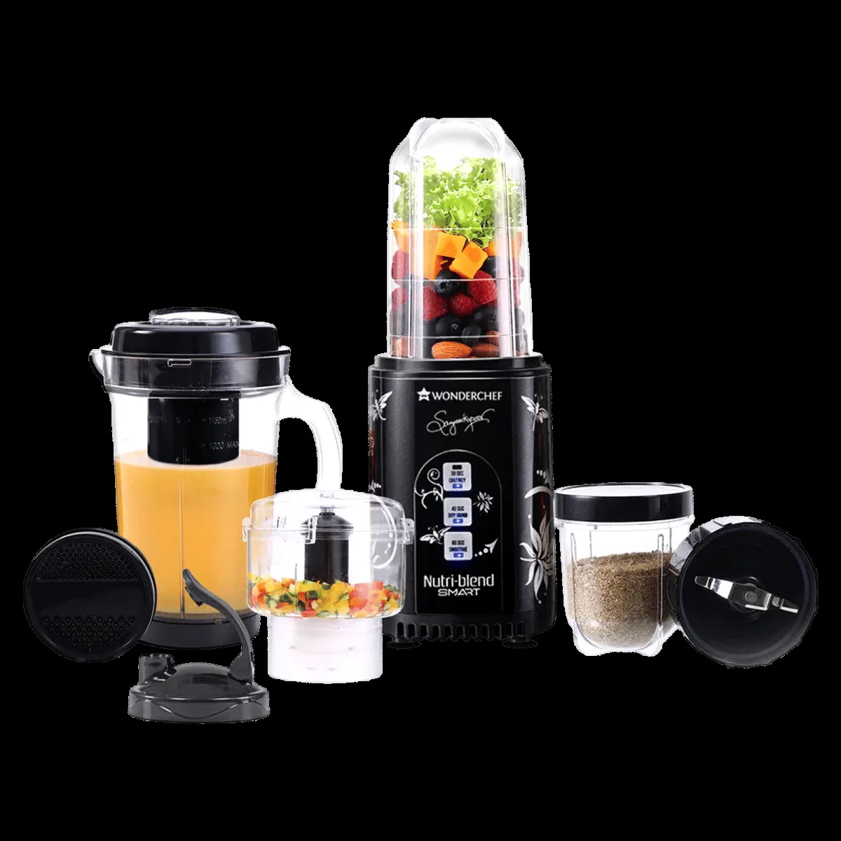 WONDERCHEF Nutri Blend Smart 500 Watt 2 Jars Mixer Grinder Blender (22000 RPM, Dual Pulse Function, Black)