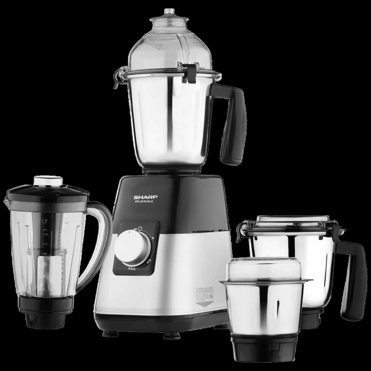 SHARP 1000 Watt 4 Jars Juicer Mixer Grinder (21000 RPM, Auto Cut-off, Silver Metallic)
