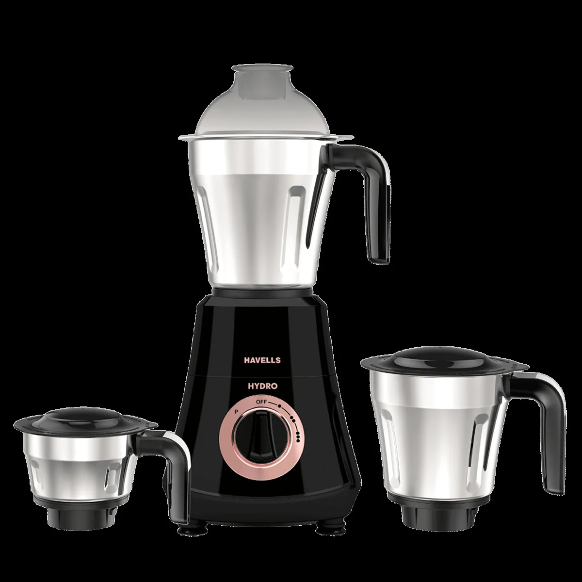 HAVELLS Hydro Plus 1000 Watt 3 Jars Mixer Grinder (22000 RPM, Patented Motor Cooling Technology, Black)