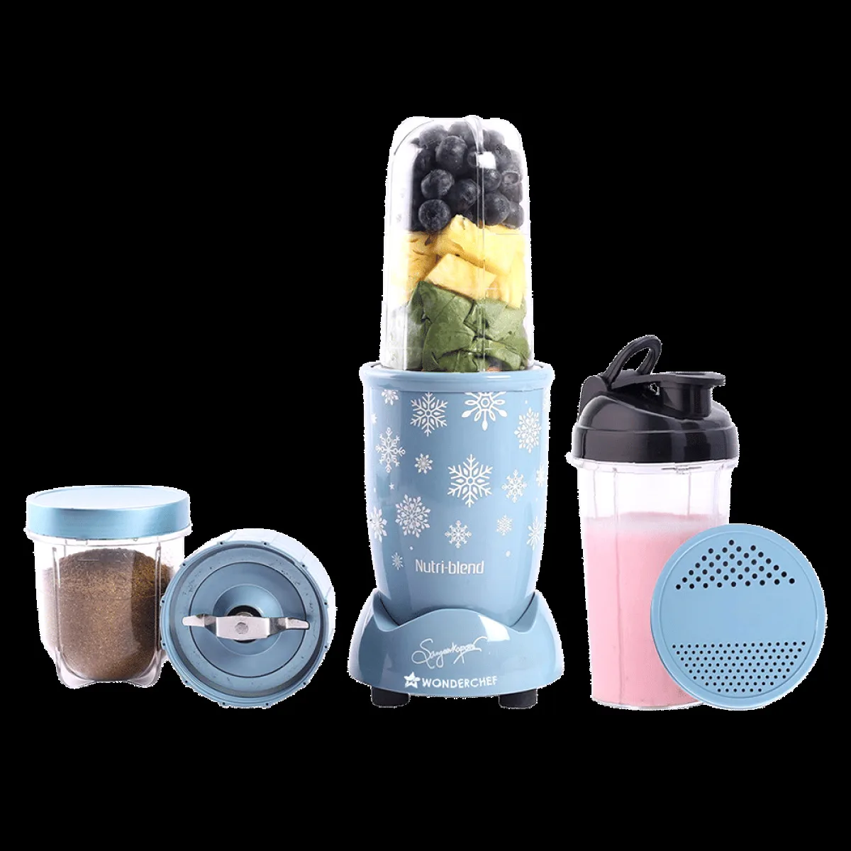 WONDERCHEF Nutri-blend Snowflakes 500 Watt 2 Jars Mixer Grinder Blender (22000 RPM, Powerful Motor, Blue)