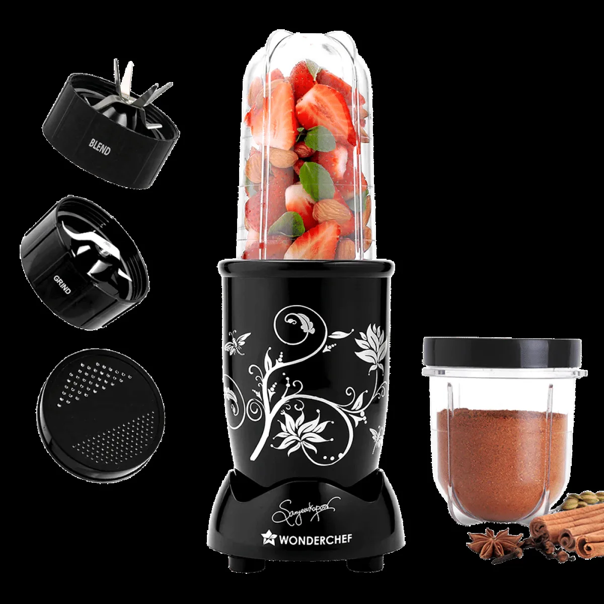 WONDERCHEF Nutri-blend 500 Watt 2 Jars Mixer Grinder Blender (22000 RPM, Powerful Motor, Black)