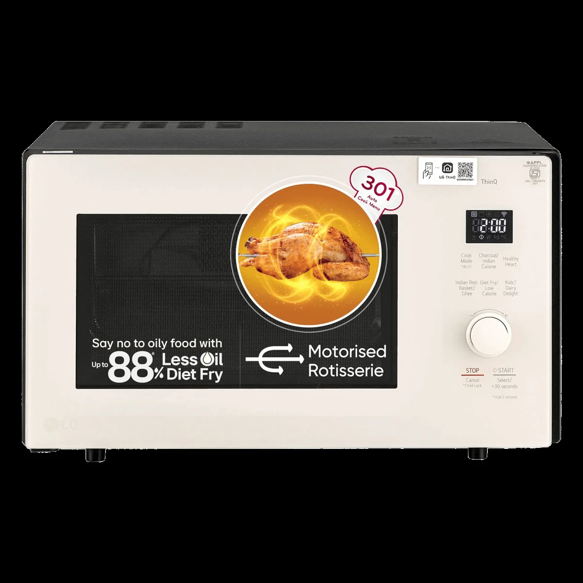 LG 28L Smart Charcoal Convection Microwave with Diet Fry Technology (MJEN286UBW, Beige & Black)