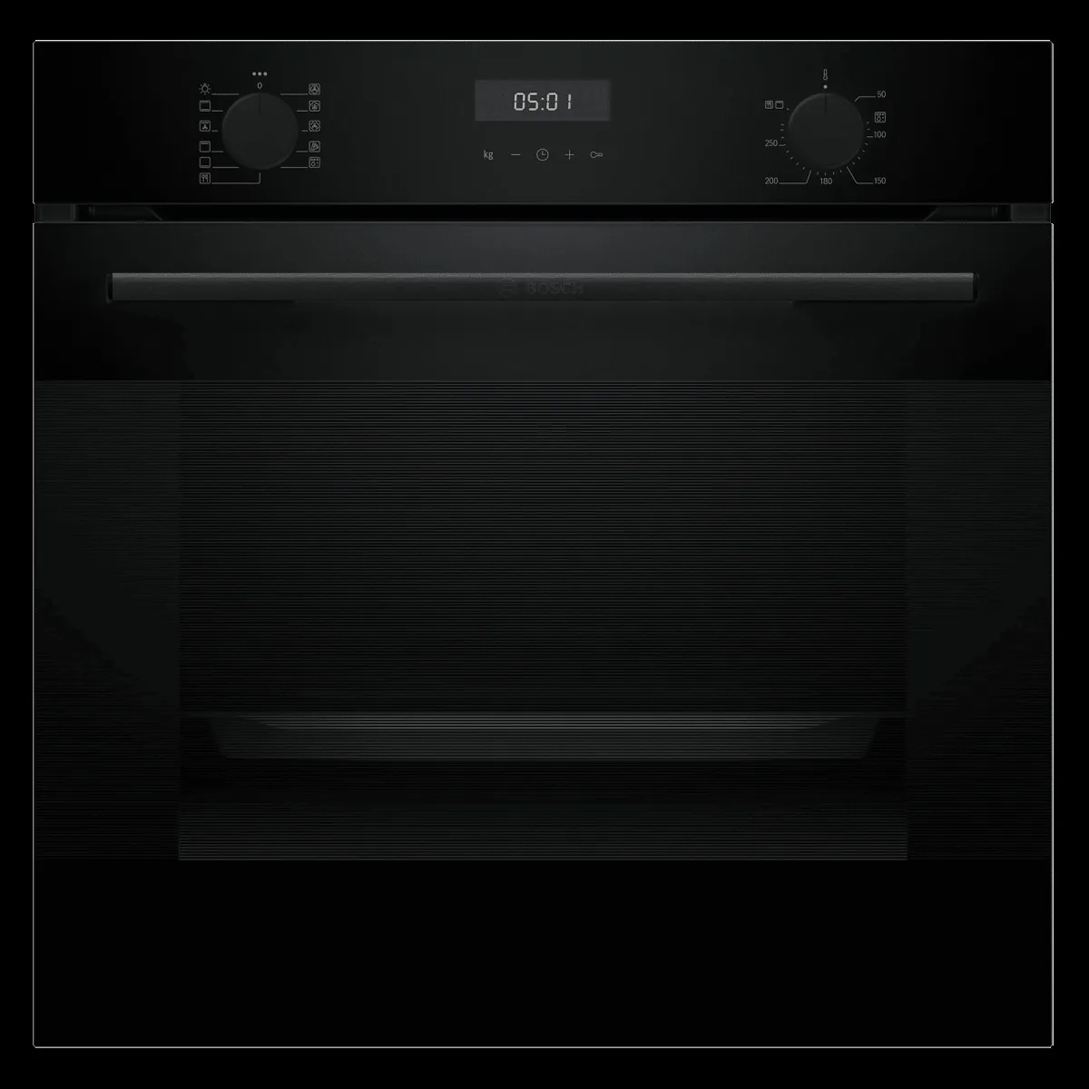 Bosch Series 4 76L 60cm Built-in Oven with Hot Air Safety Fan (HUA717BA0I, Black)