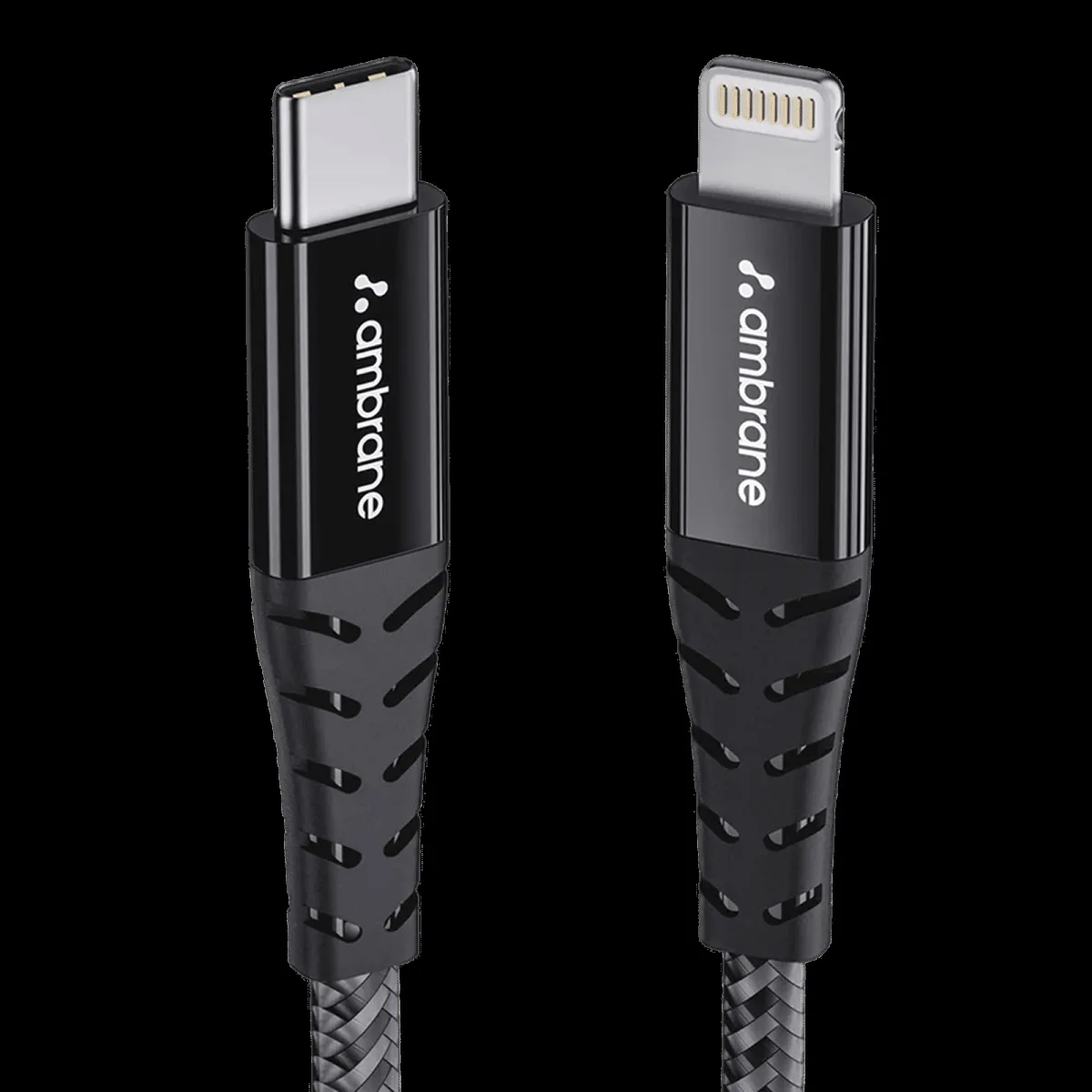 Ambrane ABTL-125 Type C to Lightning 4.1 Feet (1.25M) Cable (22.5W Fast Charging, Black)