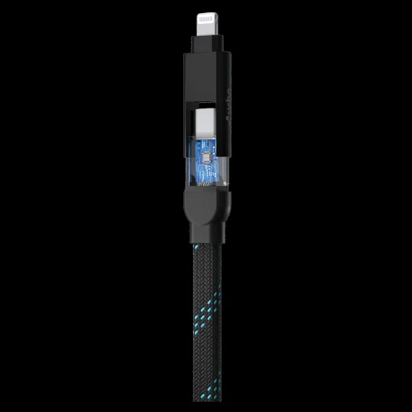 urbn UPC461 Type A to Lightning, Type C, Type C to Lightning, Type C 1 Feet (0.30M) 4-in-1 Cable (Quick Charge Technology, Black)