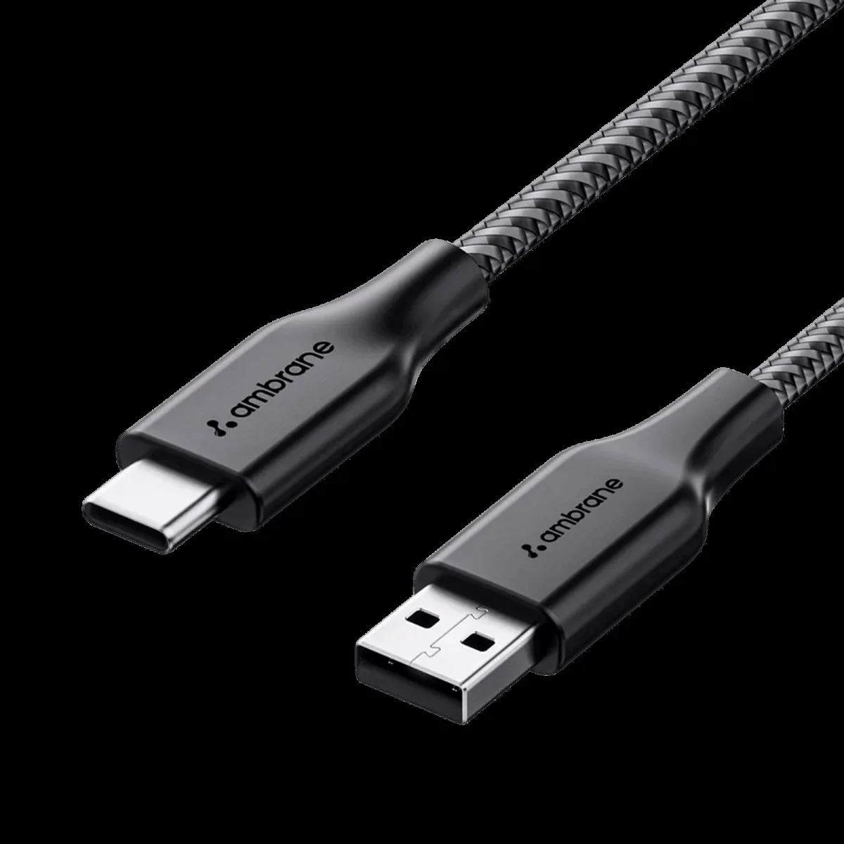 Ambrane RCT-15 USB Type A to Type C 4.9 Feet (1.5M) Cable (Tangle Free, Black)