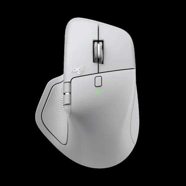 Logitech MX Master 4 Rechargeable Bluetooth 5.1 Wireless Optical Performance Mouse with Thumb Wheel (8000 DPI Adjustable, MagSpeed Scroll Wheel, Pale Grey)