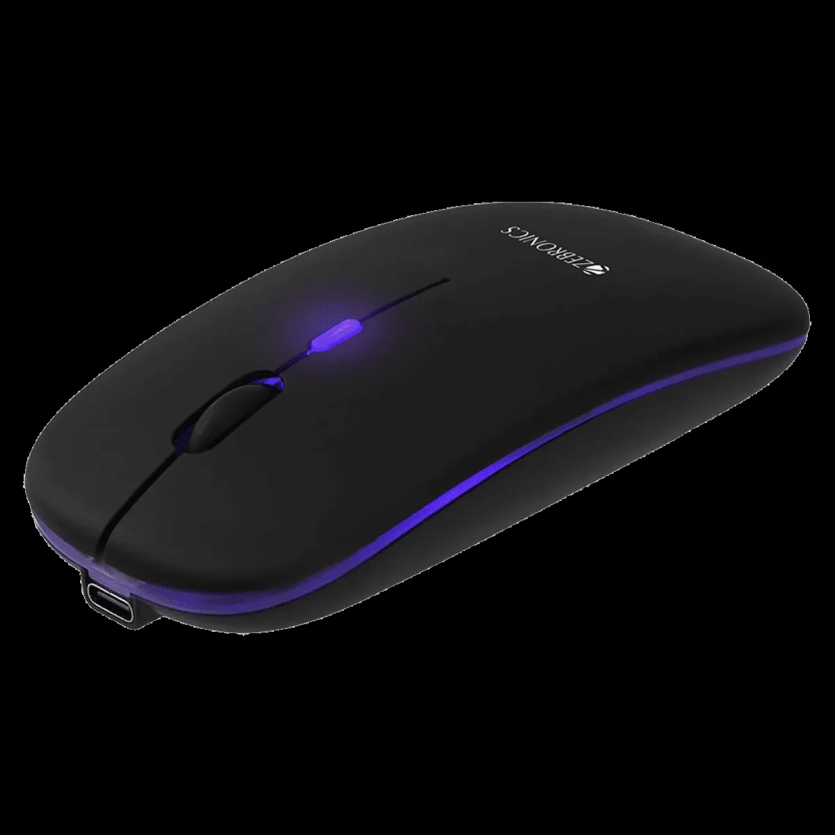 ZEBRONICS Zeb-Blanc Rechargeable Wireless Optical Mouse with Type C Adapter (1600 DPI, Silent Operation, Black)