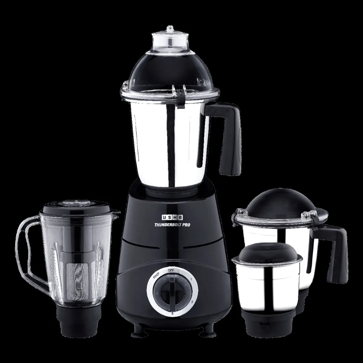 USHA Thunderbolt Pro 1000 Watt 4 Jars Mixer Grinder (ABS Plastic Blade, Black)