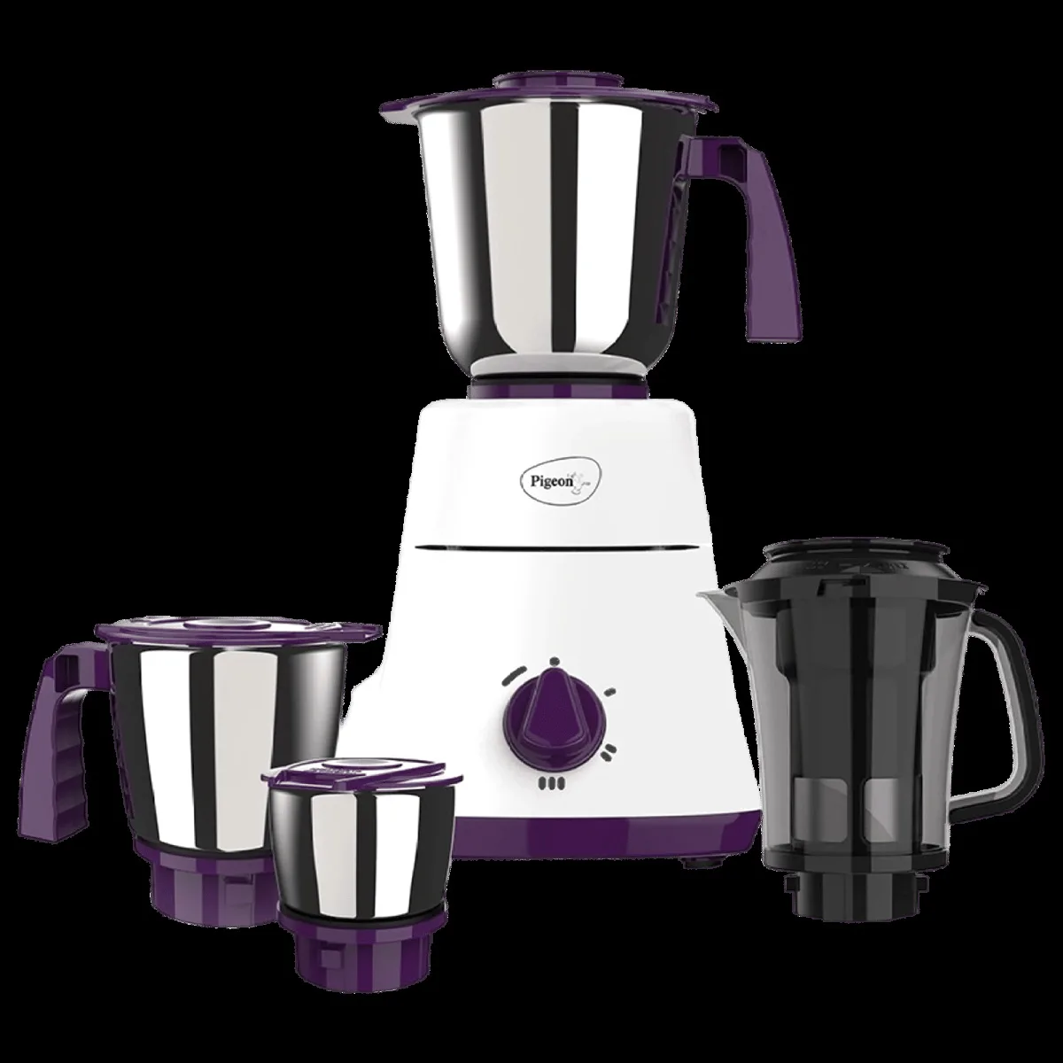 Pigeon 15024 Favourite 500 Watt 4 Jars Mixer Grinder (19000 RPM, Shock Proof Body, White & Purple