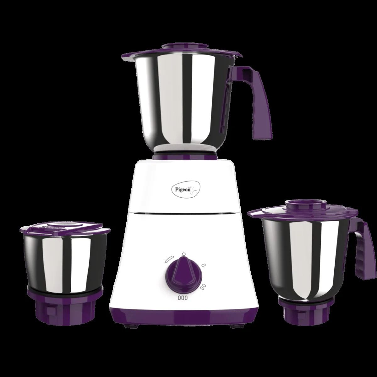 Pigeon 16086 Favourite 500 Watt 3 Jars Mixer Grinder (Shock Proof Body, White & Purple)