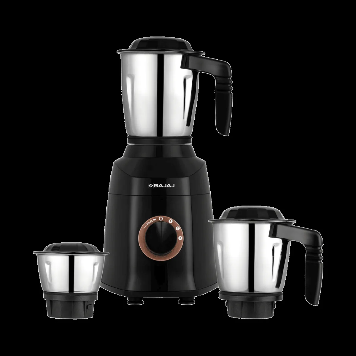 Bajaj Military Series Finesse 750 Watt 3 Jars Mixer Grinder (20000 RPM, Powerful Titan Motor, Black & Copper)