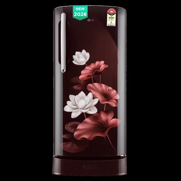 LG 201 Litres 5 Star Direct Cool Single Door Refrigerator with Smart Inverter Compressor (GLD2156ZHSL, Scarlet Lotus) (2026 Model)