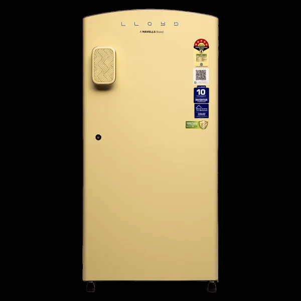 LLOYD 195 Litres 5 Star Direct Cool Single Door Refrigerator with Rapid Freeze Technology (GLDF215SPYT4LC, Pastel Yellow)