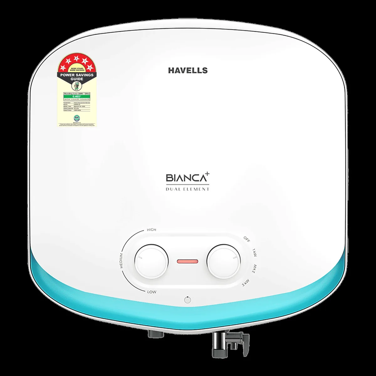 HAVELLS Bianca Plus 25 Litres 5 Star Storage Geyser with Whirlflow Technology (White & Blue)