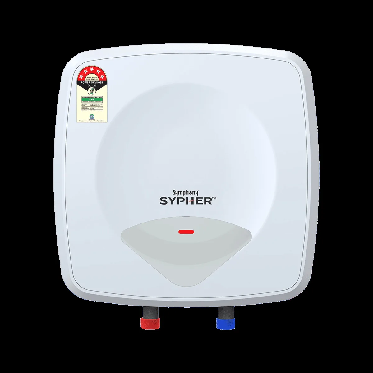 Symphony Sypher 15 Litre 5 Star Vertical Storage Geyser with Safety Valve (White)