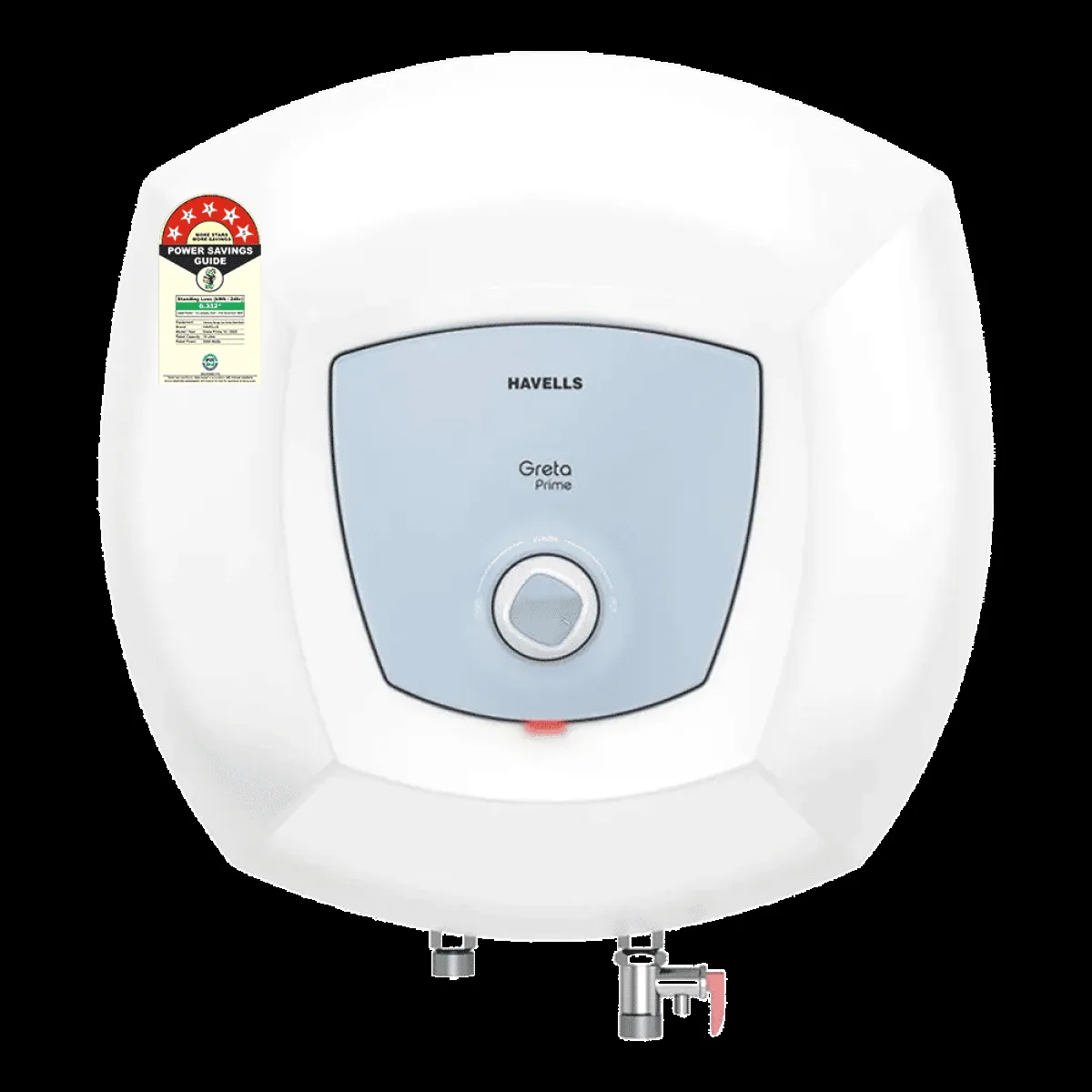 HAVELLS Greta Prime 10 Litre 5 Star Vertical Storage Geyser with Whirlflow Technology (White & Blue)