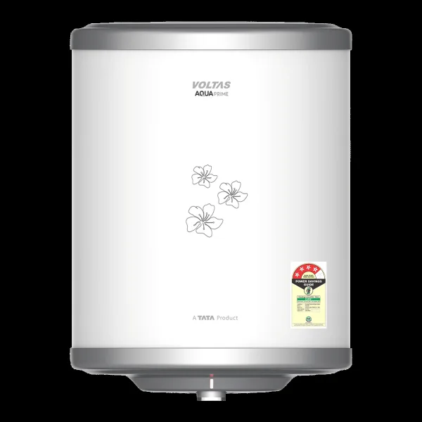 Voltas Aqua Prime 15 Litre 4 Star Vertical Storage Geyser with Quartzline Technology  (White)