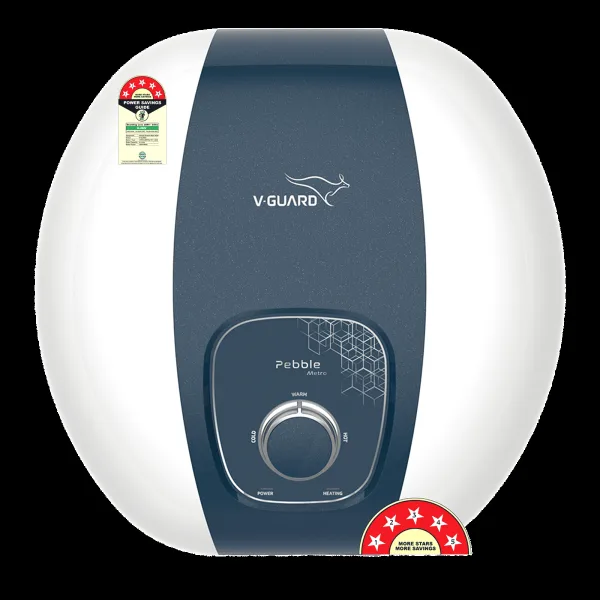 V-GUARD Pebble Metro 6 Litre 5 Star Vertical Storage Geyser with Energy Saving Technology (White)