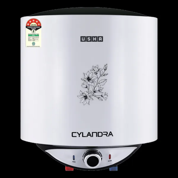 USHA Cylandra 15 Litre 5 Star Vertical Storage Geyser with Whirl Flow Technology (White)