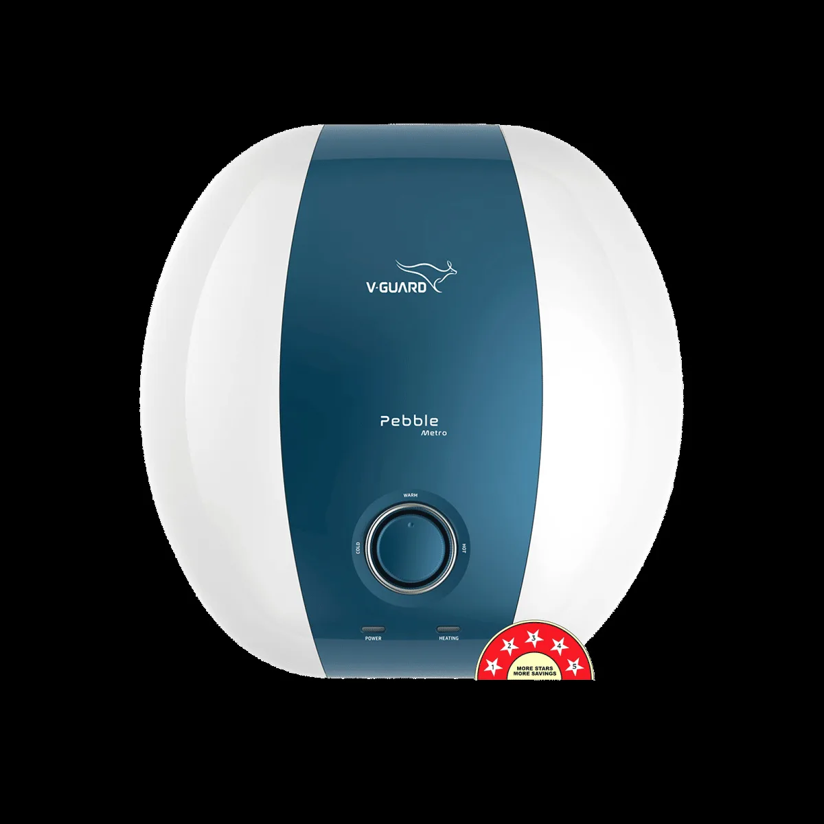 V-Guard Pebble Metro 25 Litre 5 Star Vertical Storage Geyser with Energy Saving Technology (White)