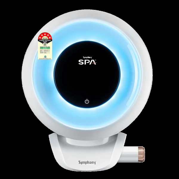 Symphony SPA 10 Litre 5 Star Vertical Storage Geyser with PUROPOD 9-Layer Advanced Water Filtration Technology (White & Grey)