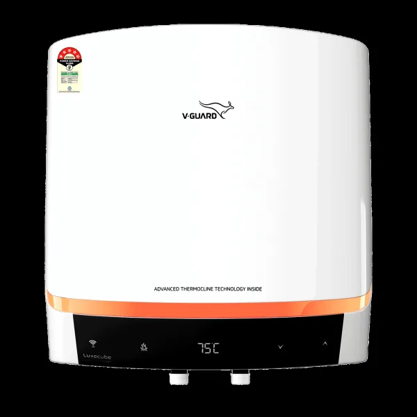 V-GUARD LUXECUBE SMART 15 Litre 5 Star Vertical Smart Geyser with Alexa & Google Assistant Compatibilty (White)