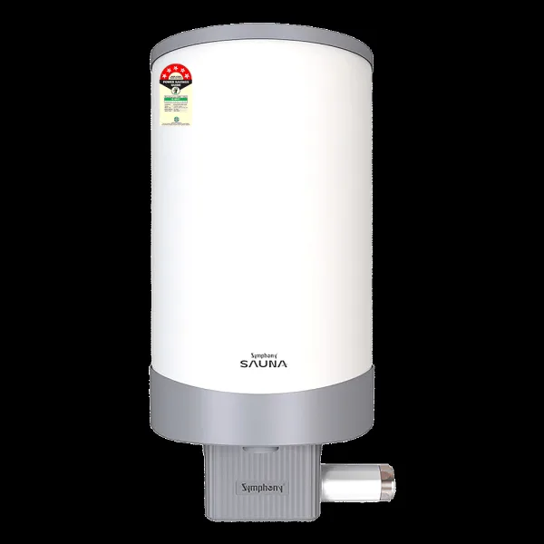 Symphony Sauna 25 Litre 5 Star Vertical Storage Geyser with Hair Fall Control (White & Grey)