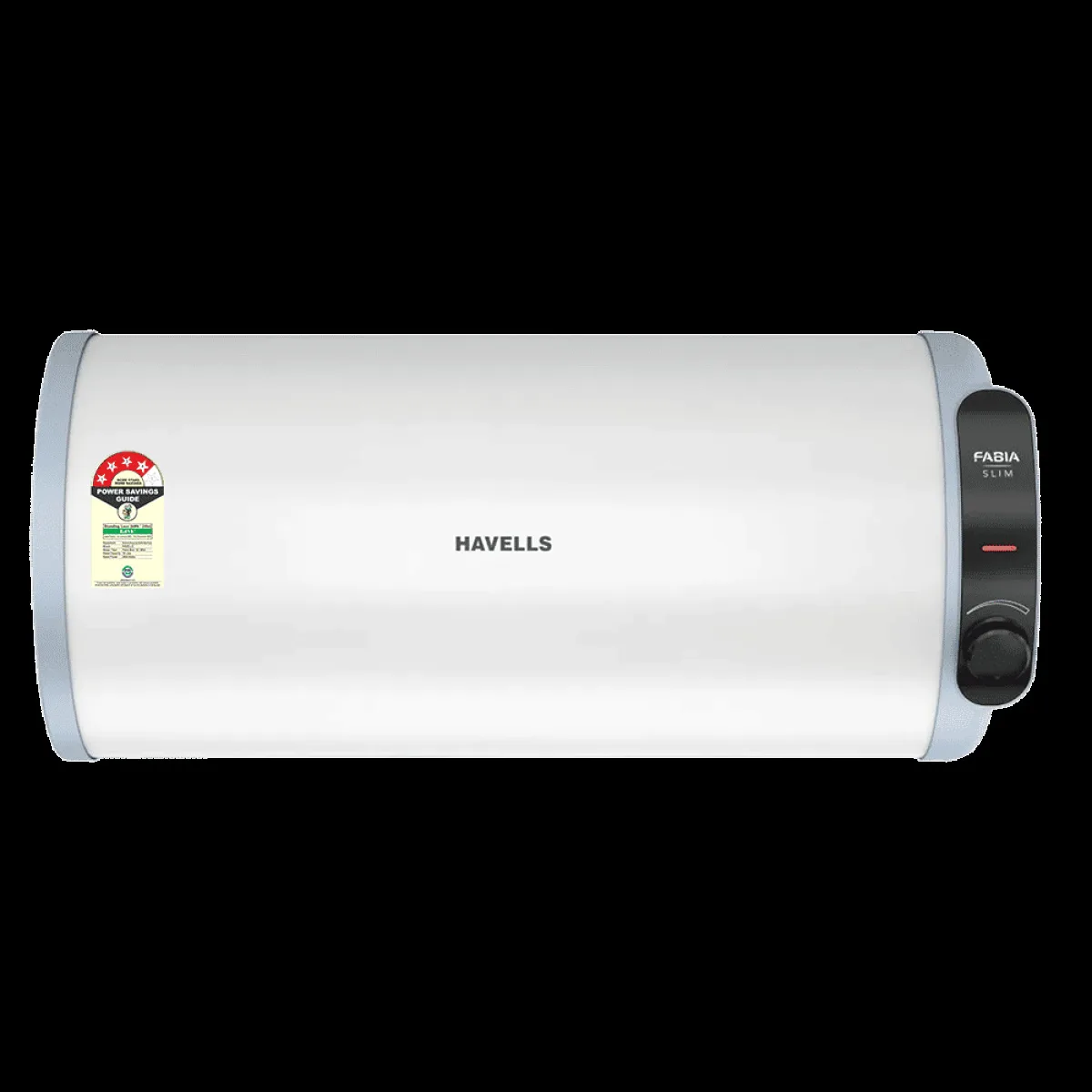HAVELLS Fabia Slim 15 Litre 4 Star Horizontal Storage Geyser with Whirlflow Technology (White & Blue)