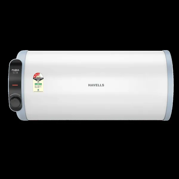 HAVELLS Fabia Slim LH 25 Litre 3 Star Horizontal Storage Geyser with Whirlflow Technology (White & Blue)