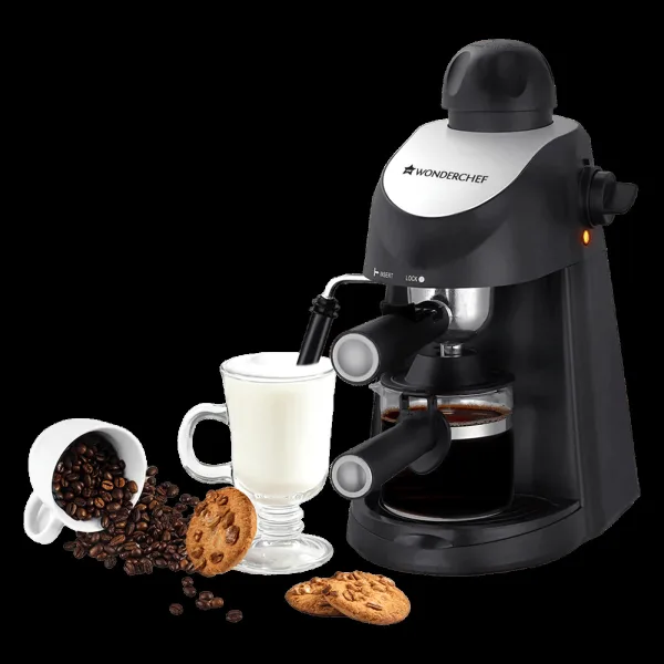WONDERCHEF Regenta 800 Watt Automatic Espresso, Latte & Cappuccino Coffee Maker with Temperature Dial (Black)