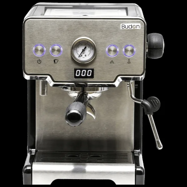Budan BUDEM101 1450 Watt 10 Cups Automatic Black, Latte, Cappuccino, Americano, Espresso, Macchiato, Mocha, Cold Brews, Flat White & Irish Coffee Maker with Stainless Steel Heater (Silver)