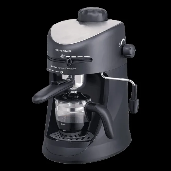morphy richards Europa 800 Watt 4 Cups Manual Espresso & Cappuccino Coffee Maker with In-Built Froth Maker (Black)