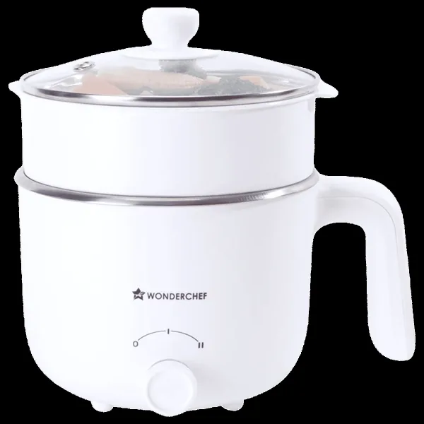 WONDERCHEF Luxe 600 Watt 1.2 Litre Multi Cook Kettle with Cool Touch Exterior (Ivory)