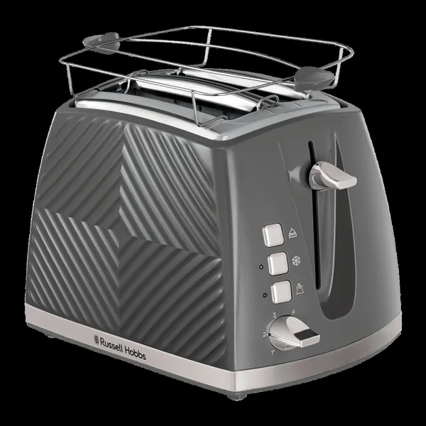 Russell Hobbs Groove 850W 2 Slice Pop-up Toaster with 6 Temperature Settings (Grey)