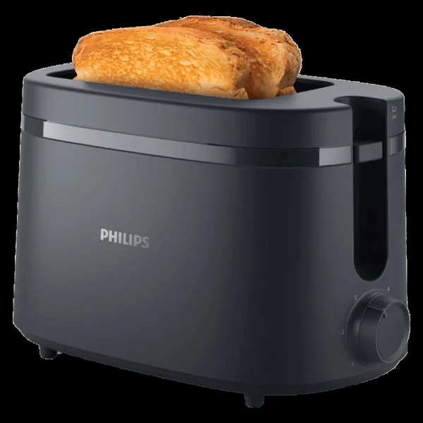 PHILIPS Essentials Collection 1000 Series 650W 2 Slice Pop-Up Toaster with 6 Level Browning Controls (Charcoal Grey)