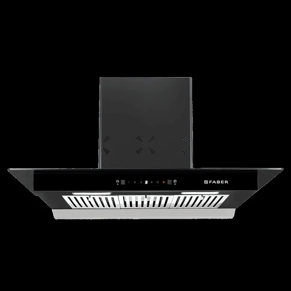 FABER HOOD COSMOS 3D HC SC BK BF 90cm 1400m3/hr Ducted Auto Clean Wall Mounted Chimney with Odour Sensor (Black)
