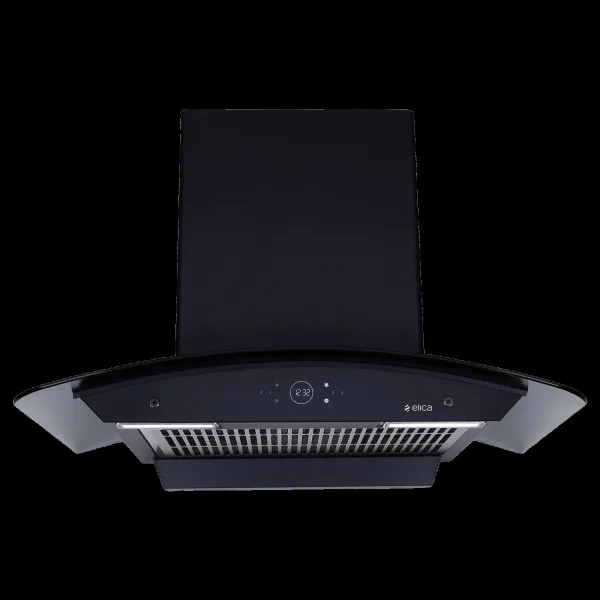elica ISMART GLACE FL HAC 75 LTW NERO 75cm 2300m3/hr Ducted Auto Clean Wall Mounted Chimney with Motion Sensor (Black)