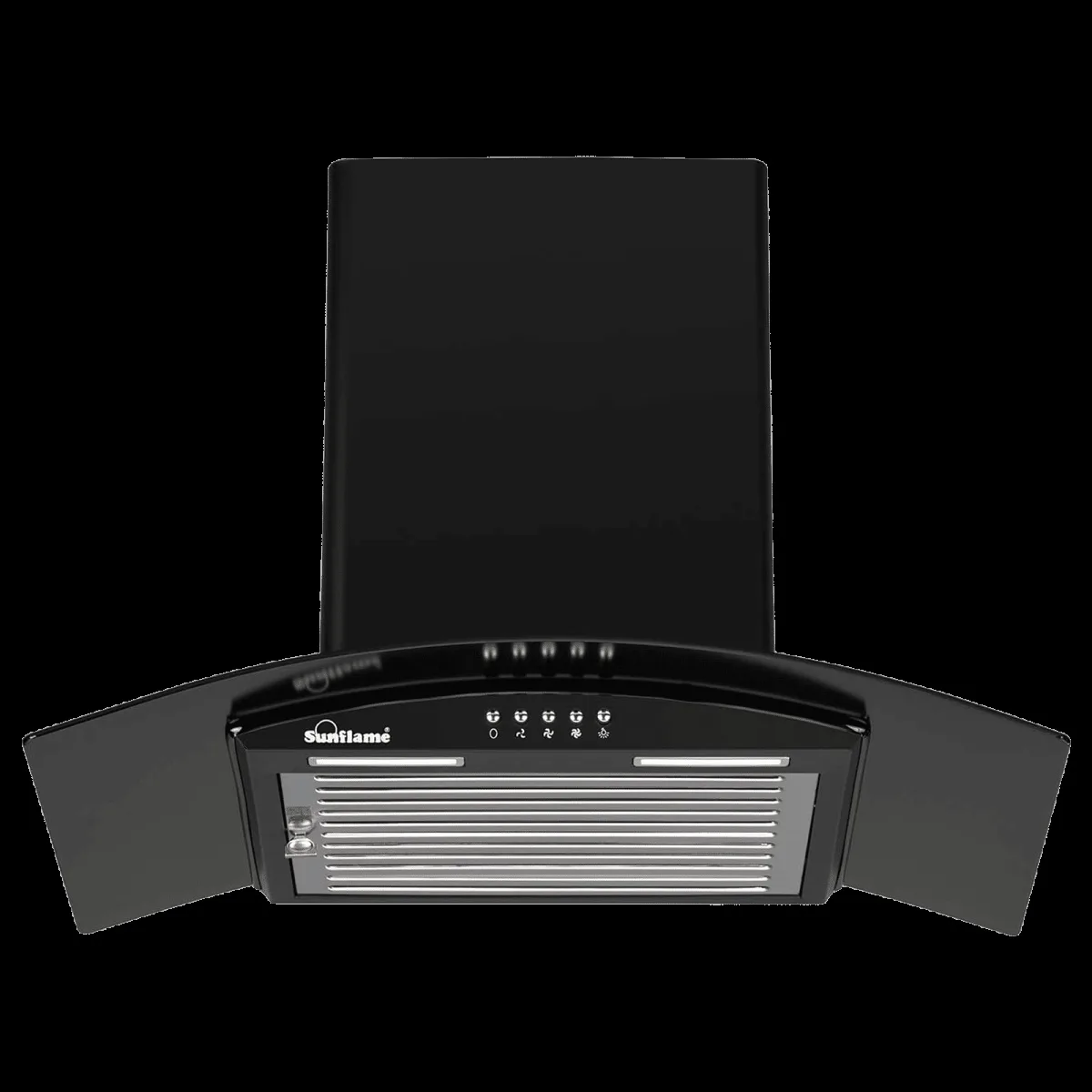 Sunflame BELLA 60 BK 60cm 1100m3/hr Ducted Wall Mounted Chimney with Baffle Filter (Black)