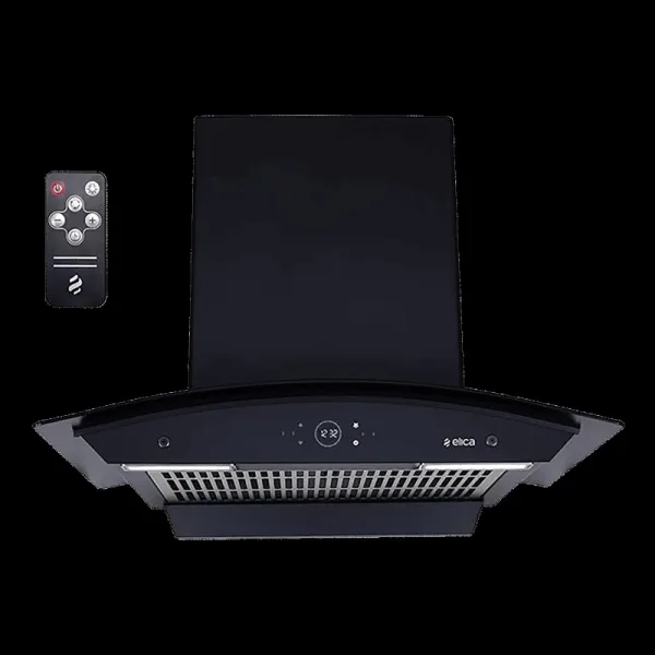 elica ISMART GLACE FL HAC 60 LTW NERO 60cm 1425m3/hr Ducted Auto Clean Wall Mounted Chimney with Motion Sensor Control (Black)