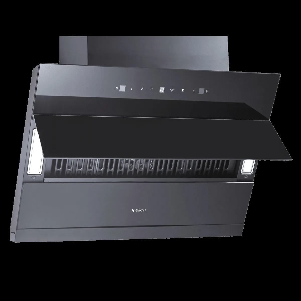 elica MATT EFL 3V 901 HAC LTW MS NERO 90cm 1700m3/hr Ducted Auto Clean Wall Mounted Chimney with Motion Sensor (Black)